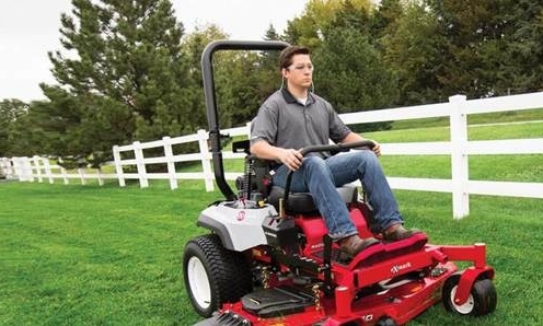 man on zero turn mower